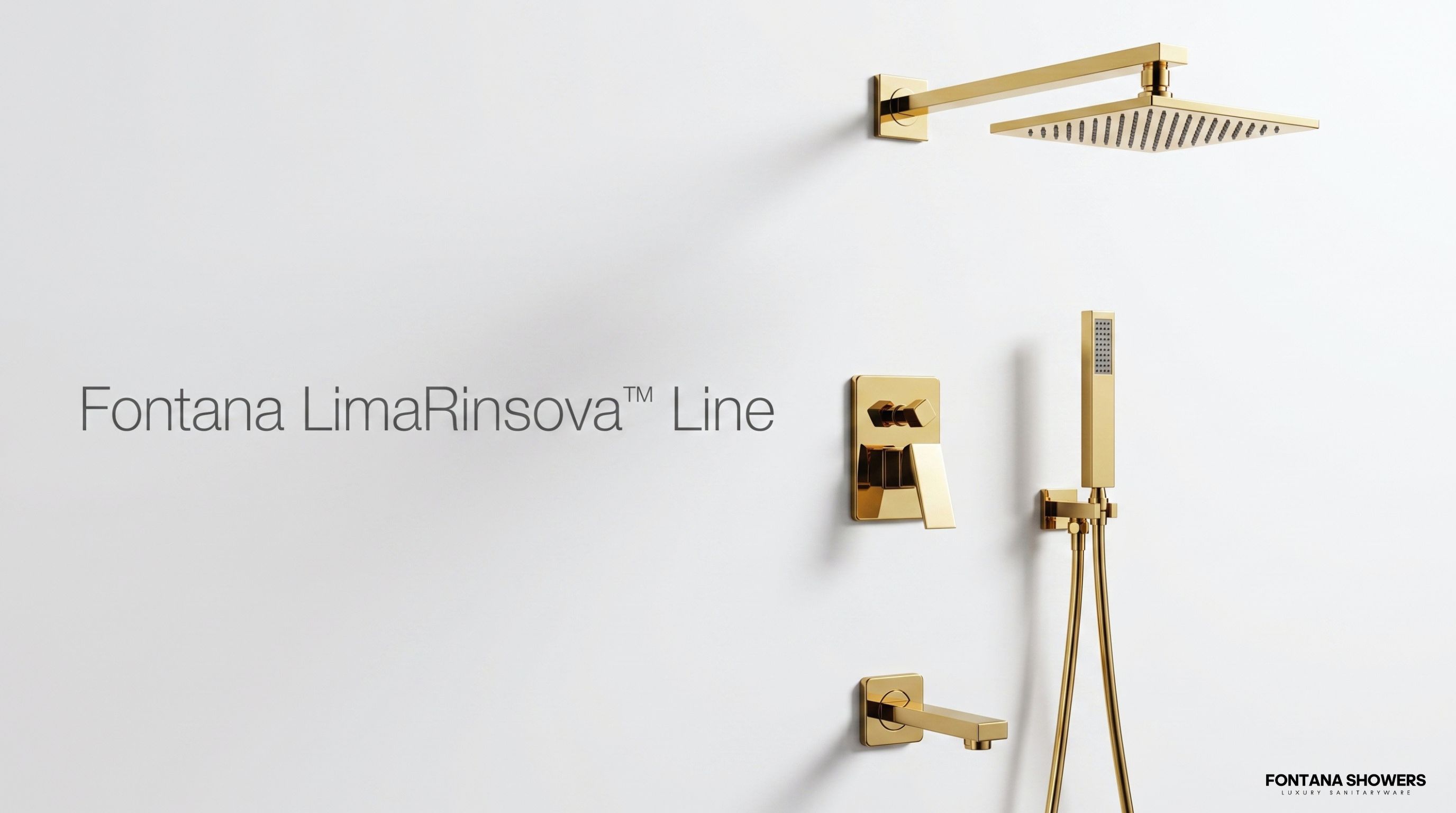 Fontana Lima 16-Inch Polished Gold Water Mixer Wall Shower Faucet Set FS9628